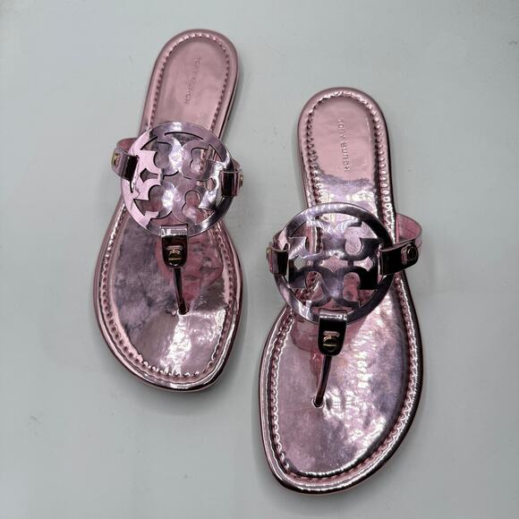 Tory Burch Miller Mirrored Metallic Flats Petunia Size 10 - Picture 6 of 9